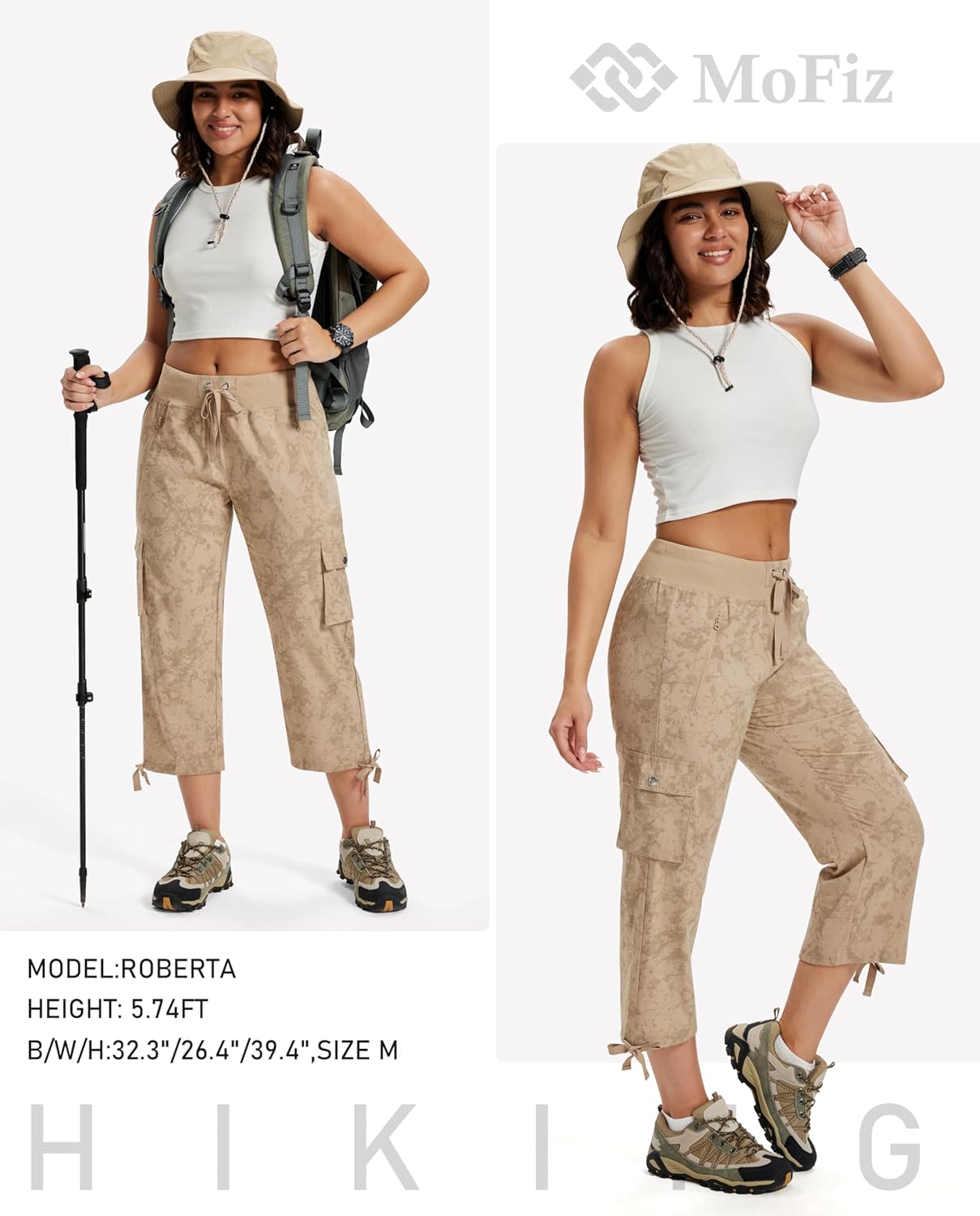 MoFiz Women's Cargo Capris Pants Loose Fit Casual Hiking Pants Lightweight Quick Dry Travel Summer Pants for Women - Image 6