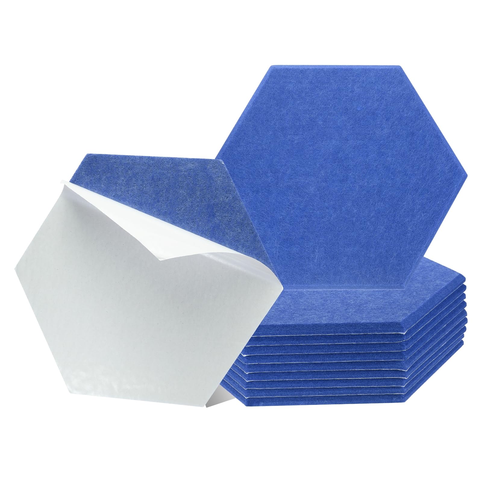 QUARKZMAN 12 Piezas Panel Acústico Autoadhesivo 30 x 26 x 0.9cm Alta Densidad Aislante de Sonido, Paneles Absorbentes de Sonido Hexagonales, Espuma Acustica(Azul Profundo)