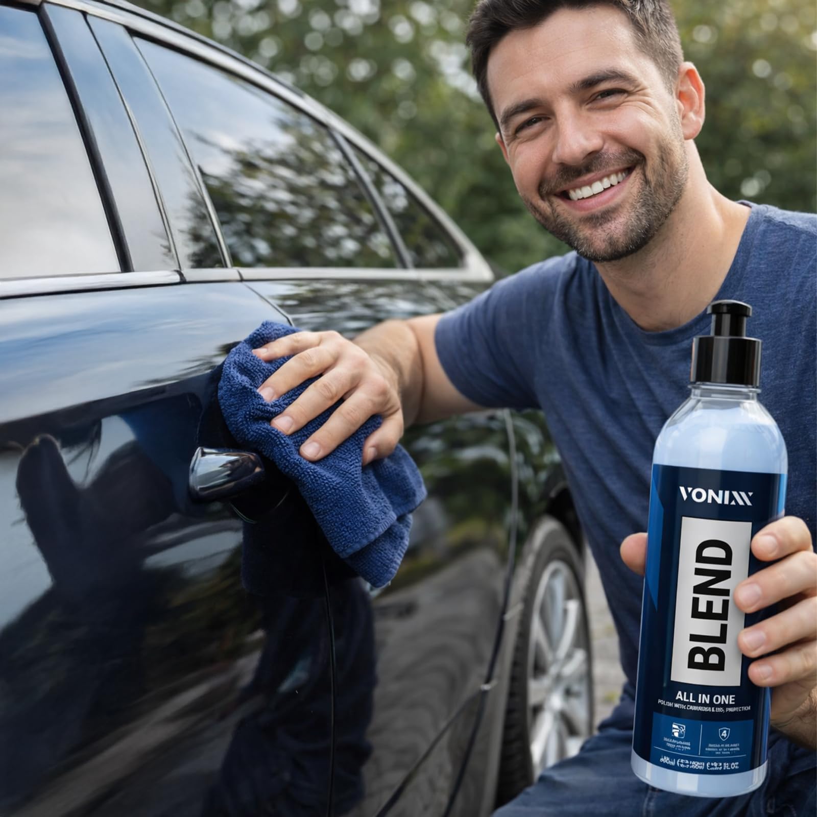 Blend all in one 500ML | Pulido y protección en un solo paso | Etapa única con protección | El brillo de la cera de carnauba y la resistencia cerámica del SiO2 | Repelencia al agua