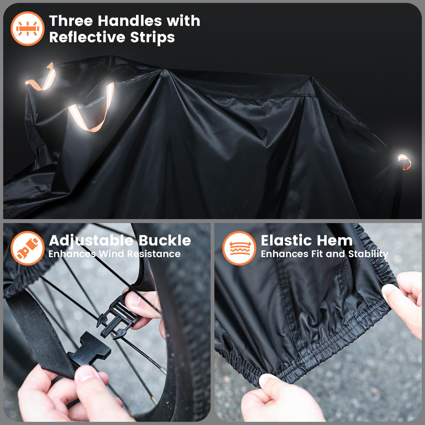 Housse de protection pour vélo imperméable et indéchirable avec trous de serrure, noir charbon