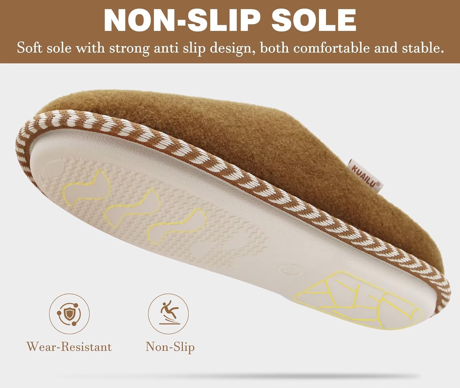 KuaiLu Womens Supportive Memory Foam Slippers Felt Fuzzy Lined Heel Cushion Lightweight House Shoes for Indoor Outdoor - Image 7