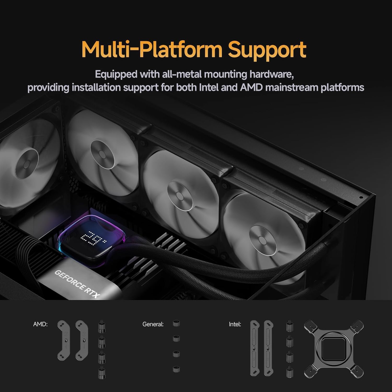 iota L36 Digital Display CPU Liquid Cooler | ARGB Lighting Control | High Performance Pump | 2000RPM PWM Fan |360mm AIO Cooler for LGA 1700/1200/115X/18XX, AMD AM4/AM5