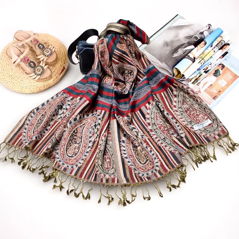 Paisley Pashmina Shawl Wraps for Women Evening Dresses Elegant Soft Rave Scarf Festival Lightweight Scarves Shawls - Image 2