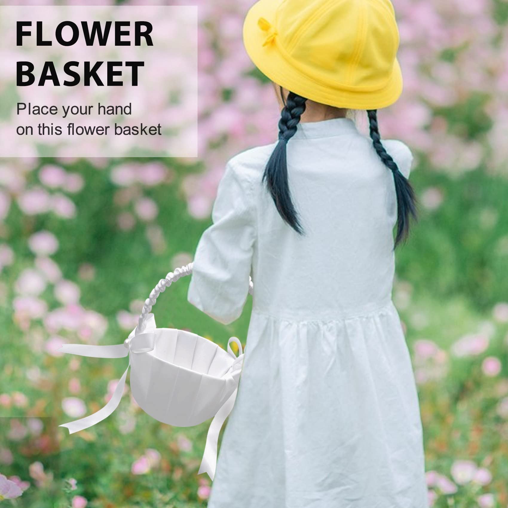 Cesto di Fiori di Nozze in, Romantico per Feste Fiori Ragazza Cestino，Accessorio Indispensabile per i Matrimoni, Ottimo Regalo per Damigelle o Fioristi.