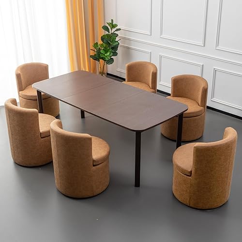 Miniatura 12 de Juego de 2 sillas de comedor con ruedas de piel sintética, modernas tapizadas para cocina y comedor, cómodas sillas decorativas, para dormitorio,