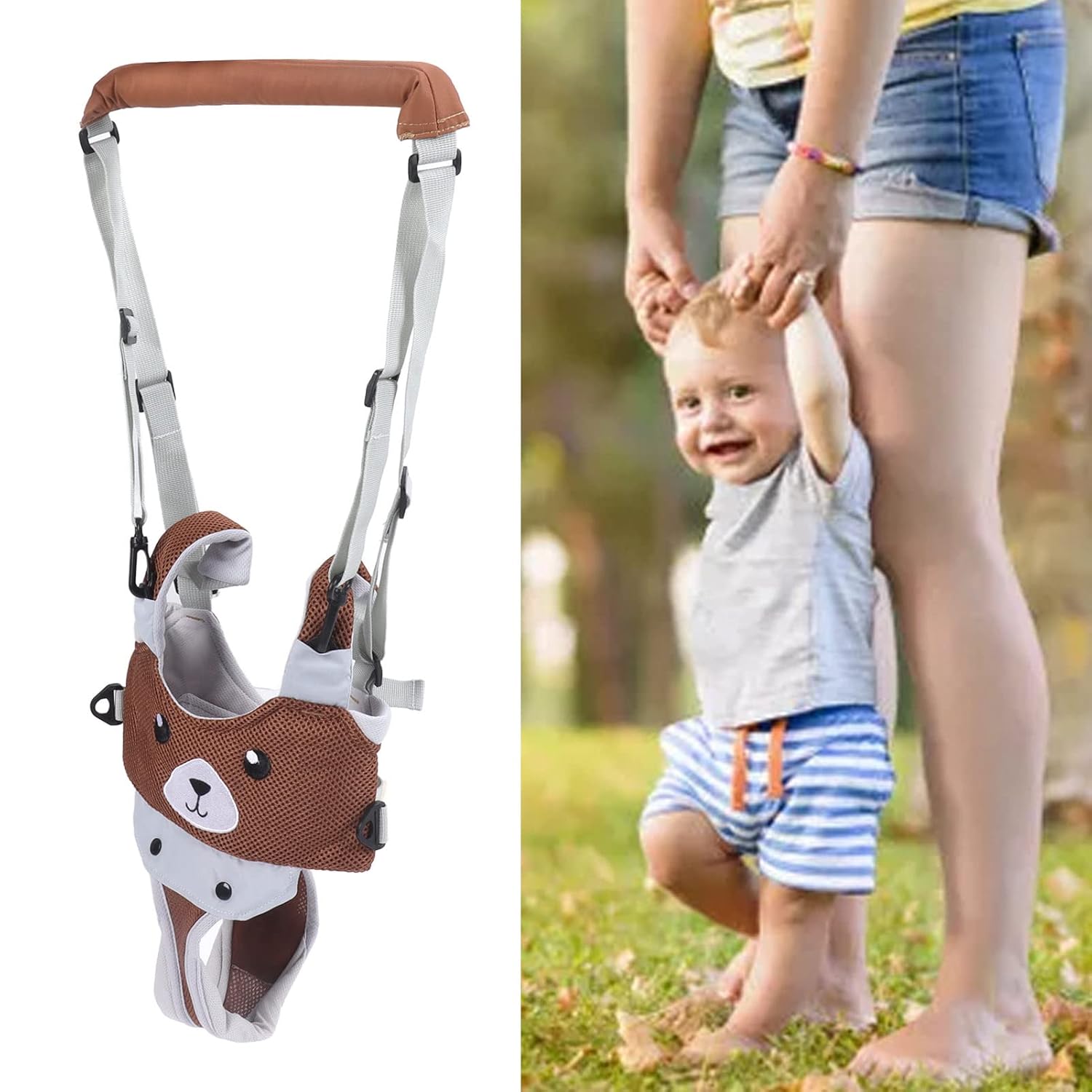 Baby Walkers, Handheld Kids Walker Helper, Baby Walking Helper Hand Baby Walking Harnesses with Detachable Crotch 4 Wearing Ways for 8‑24 Month Infant Home Use