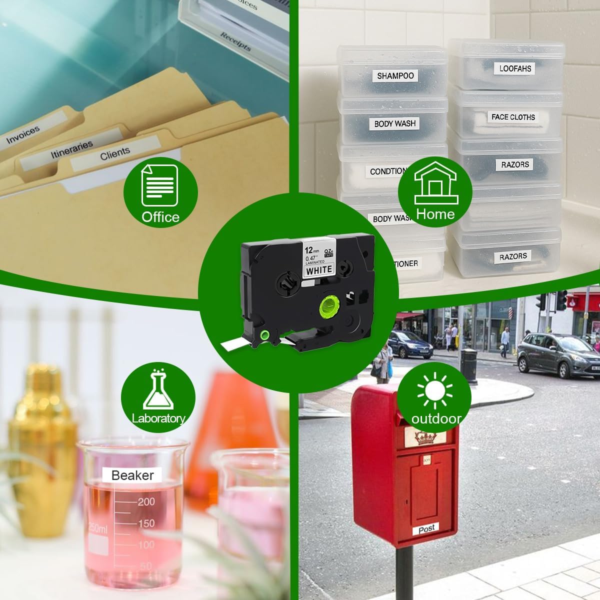 5er-Pack kompatible TZe-231 Schriftbänder für Brother TZe-231 / TZ-231, 12 mm (0,47 Zoll) laminiert, weißes Band mit schwarzer Schrift, kompatibel mit P-Touch PT-H100R, PT-H105, PT-H100LB.