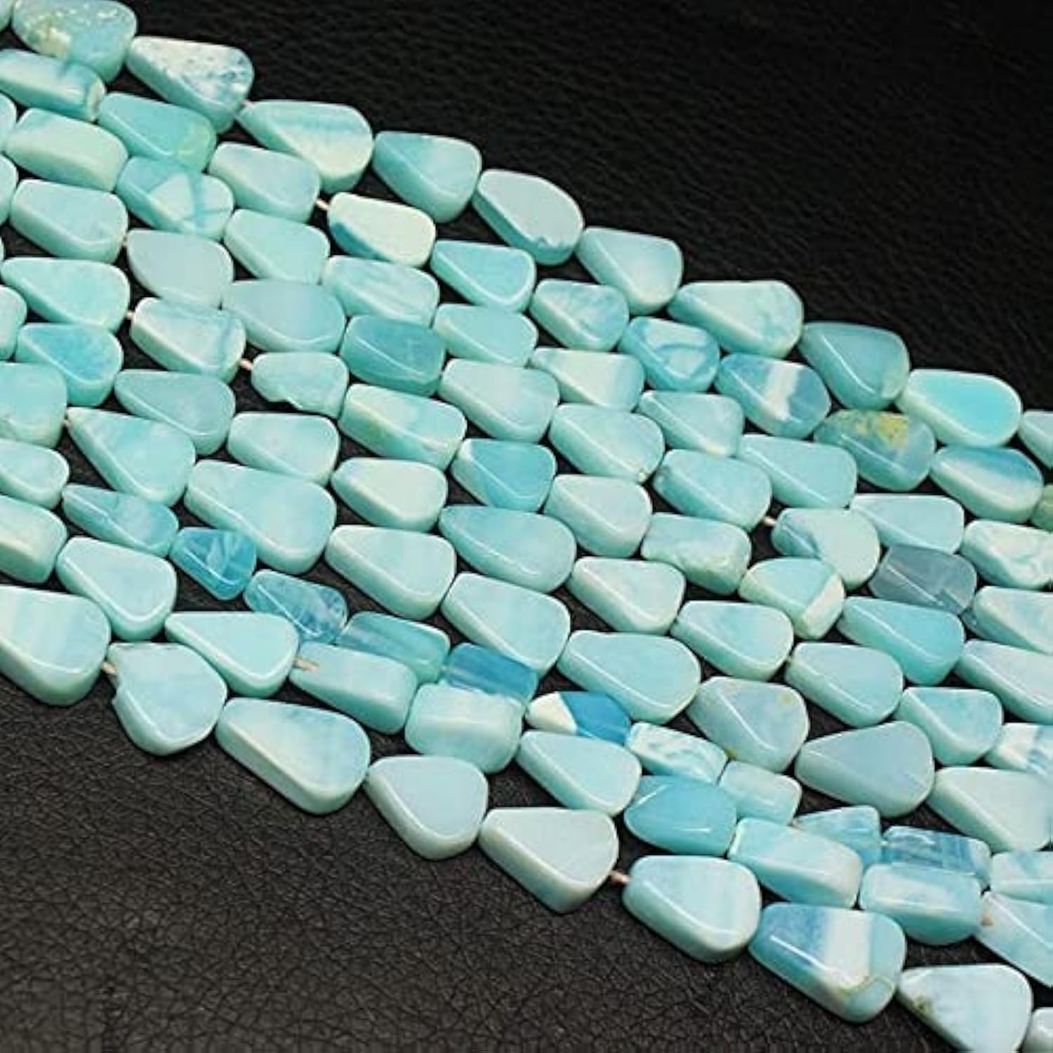 Perles de calcédoine opale péruvienne bleue pour création bijoux