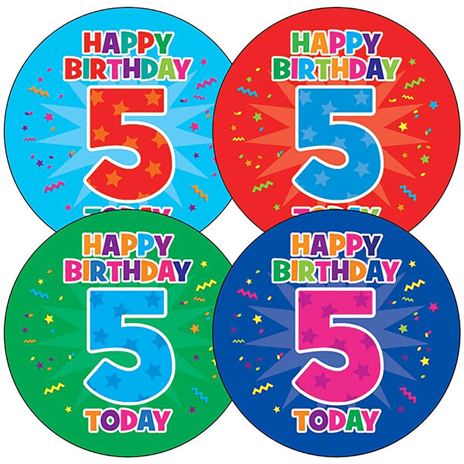 175 Mixed Happy Birthday 5 Years Old Today Childrens Pupils Motivational Gift Present Stickers 37mm Primary Teaching Services