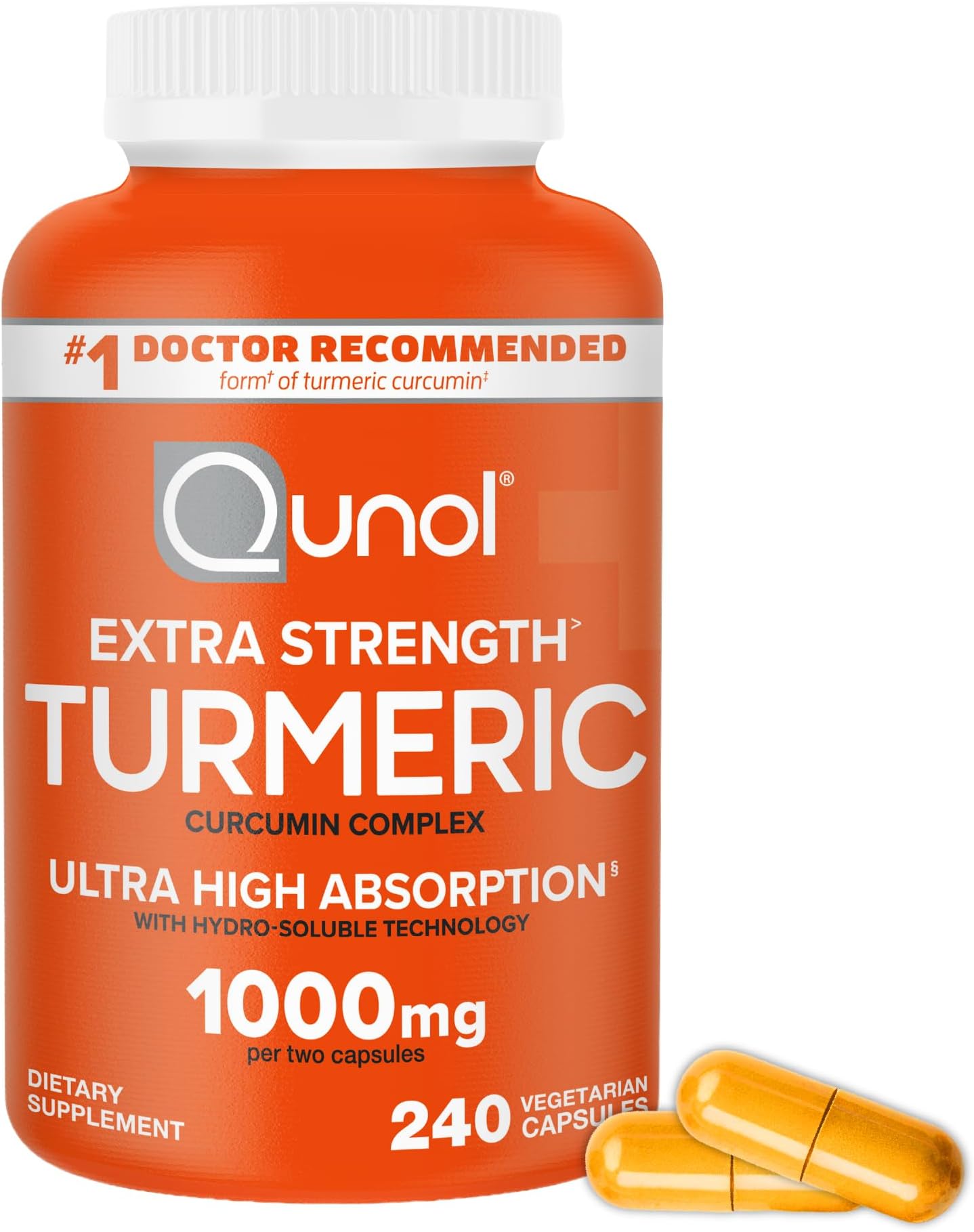Turmeric Curcumin Supplement, 1000mg with Ultra High Absorption, for Joint Support, Extra Strength Capsules, 240 Count