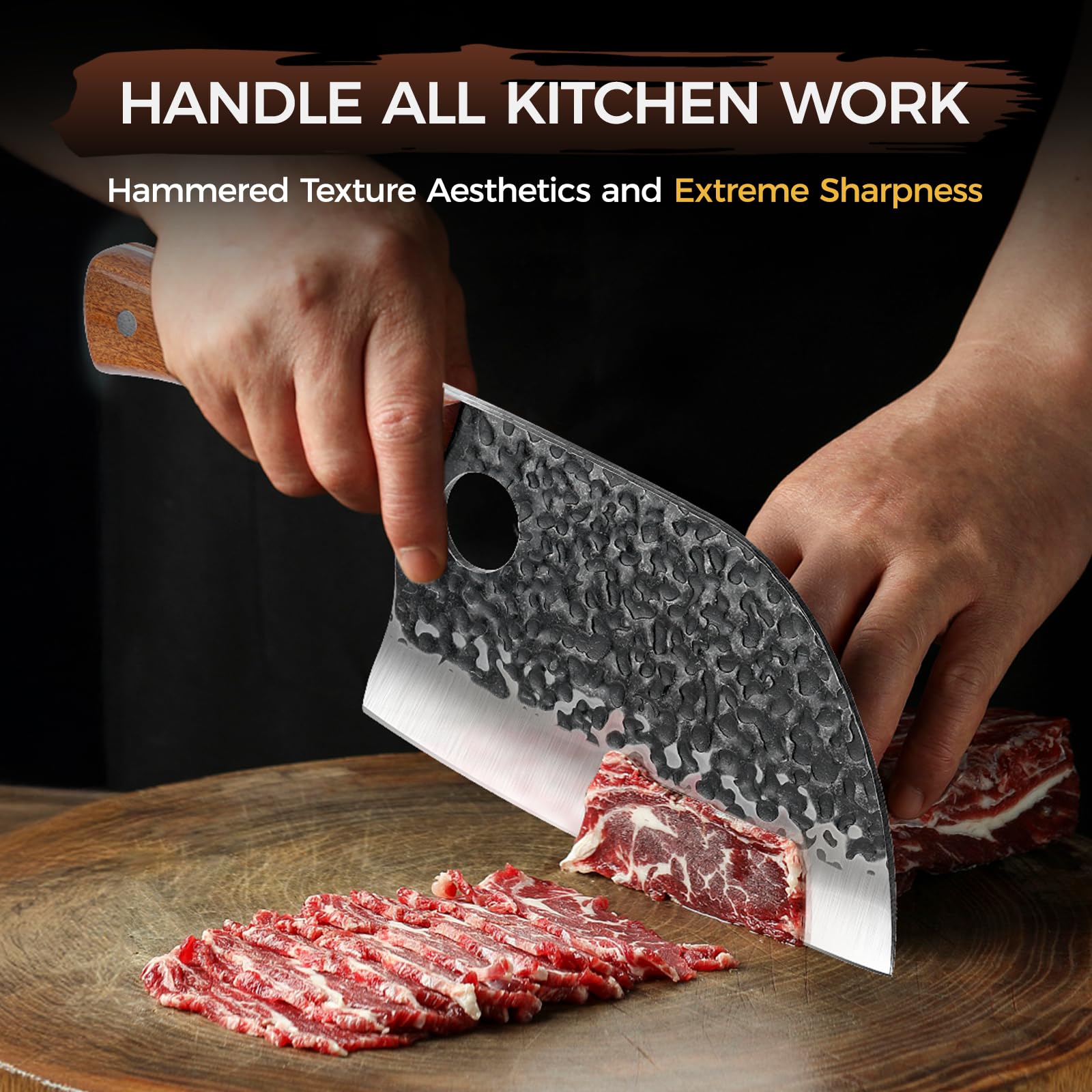 Serbian Chef Knife, Hand Forged 6.7” Heavy Duty Meat Cleaver — Amazon image 2