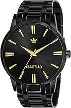 CRESTELLO BK004-GLDBLK Black Metal Chain Analog Wrist Watch for Men
