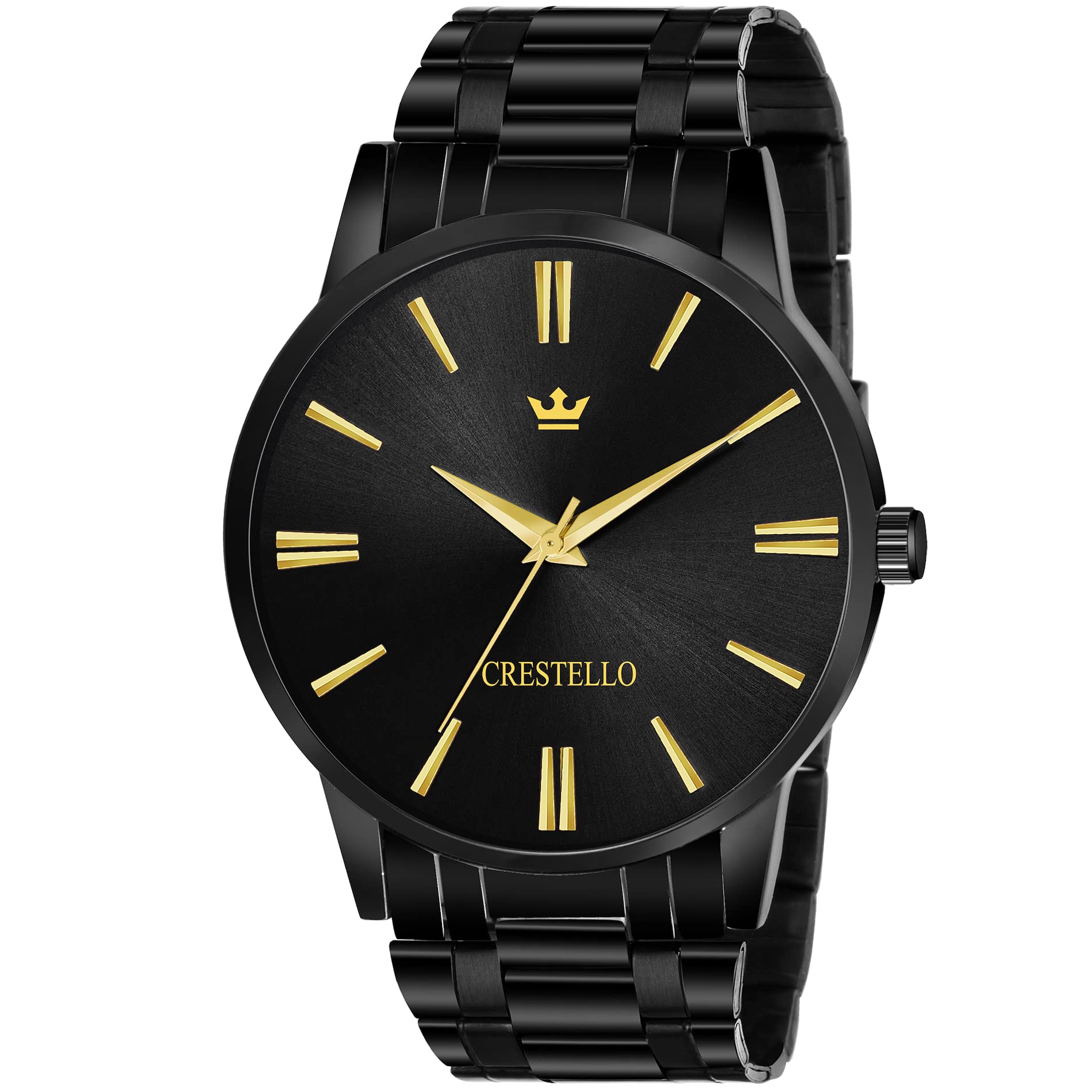 CRESTELLO BK004-GLDBLK Black Metal Chain Analog Wrist Watch for Men (B0983TQ78V) Amazon Price History, Amazon Price Tracker