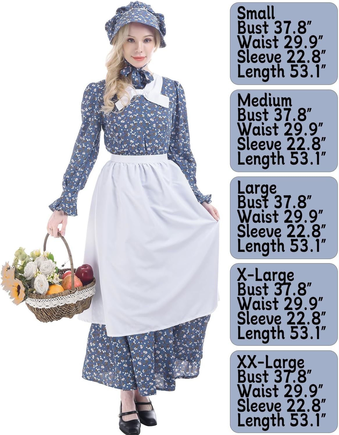 CR ROLECOS Pioneer Prairie Dress Women Colonial Pilgrim Costume 1800s Civil War Amish Historical Old Fashioned Floral Dresses