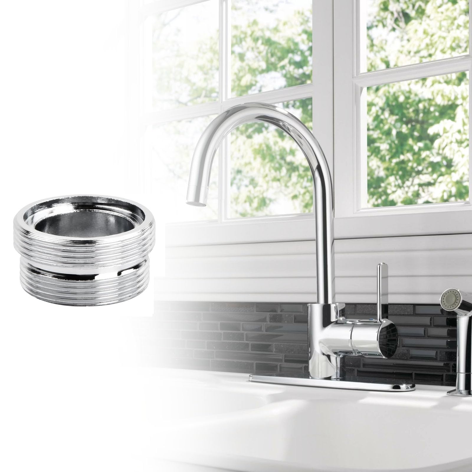Xzeemo 2 Stk waterkraan adapter buitendraad, metalen dubbele draad waterkraan adapter voor waterfilter, waterkraan draadadapter, waterkraan-ventilator aansluiting voor waterreiniger (M24-M22