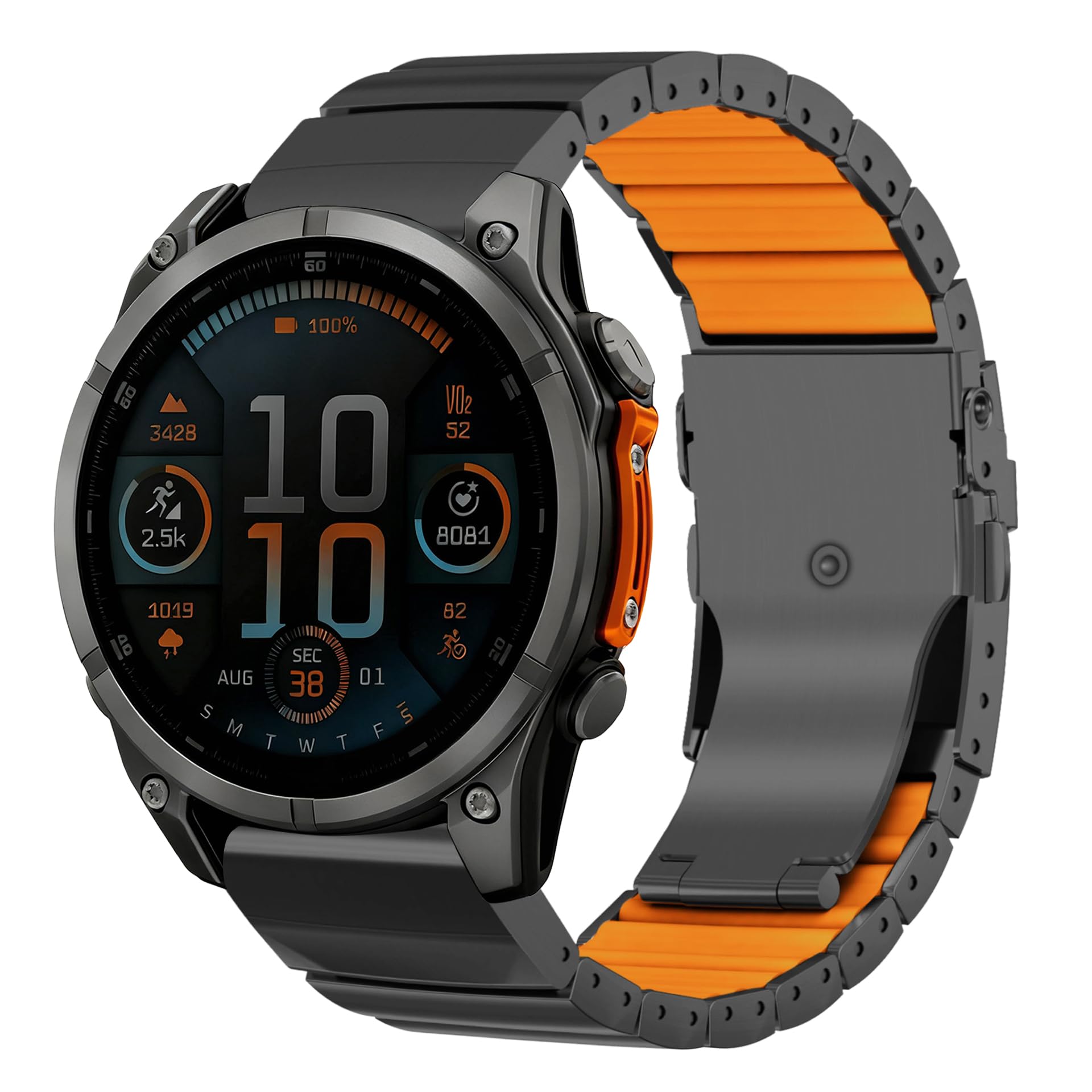 YOOSIDE Bracelet de montre léger en silicone titane 22 mm pour Garmin Fenix 8/epix Pro 47 mm, bracelet double couche avec fermoir à rabat pour Approach S70 47 mm/Fenix 7/6/5