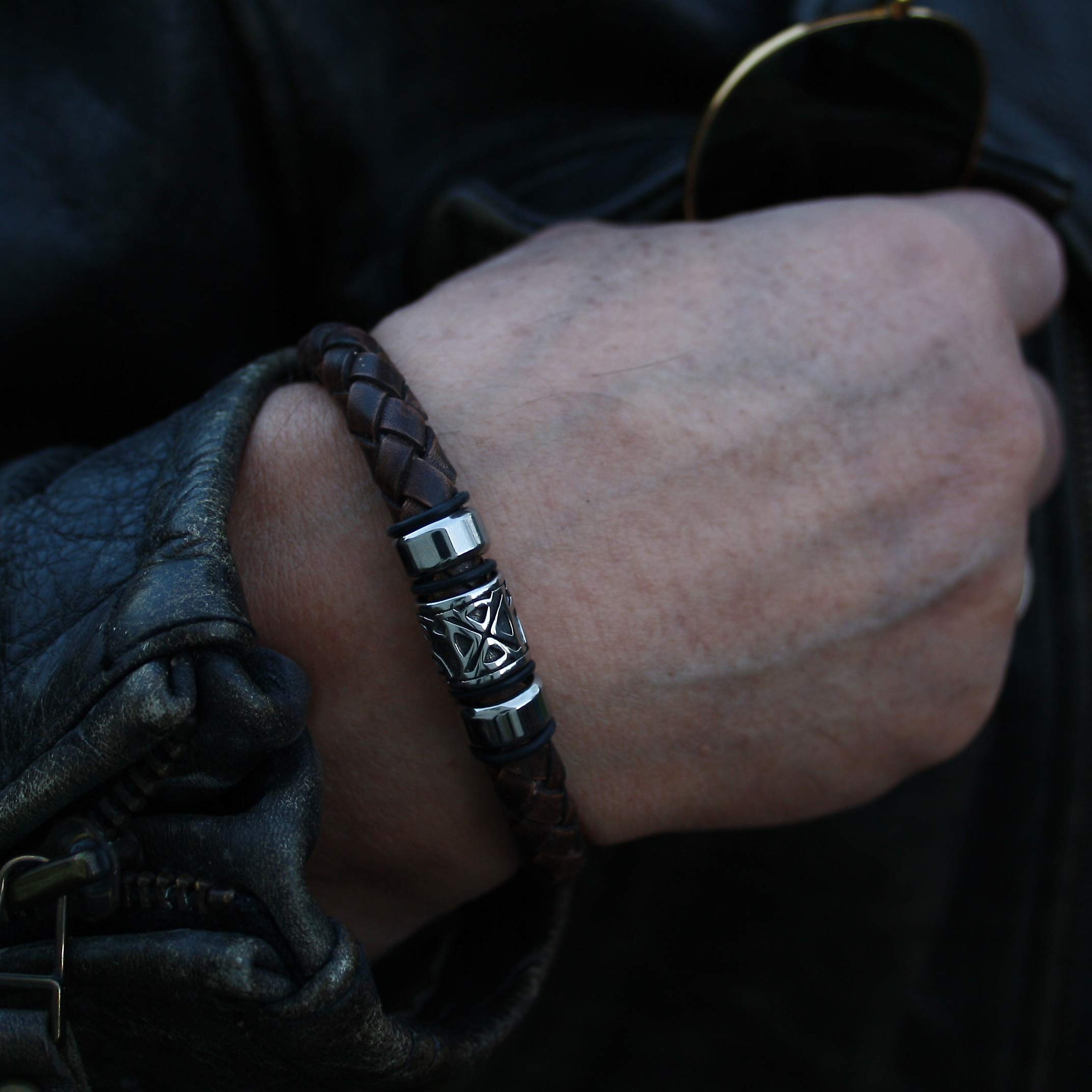 Leder-Armband FUERTE SHINE Dunkelbraun Surfer Damen Herren