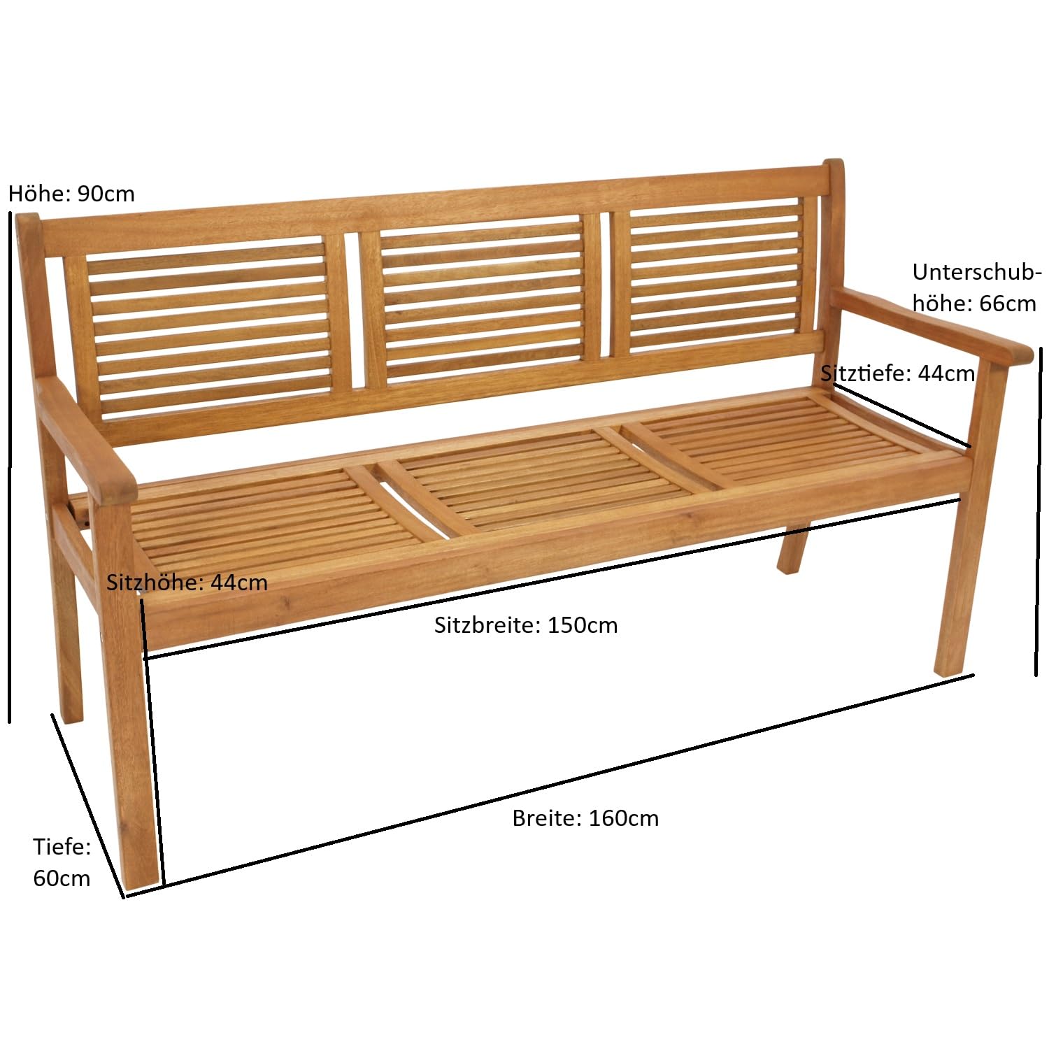 DEGAMO Gartenbank Holzbank CORUNA 3-sitzer 160cm, Eukalyptusholz braun geölt, Outdoor