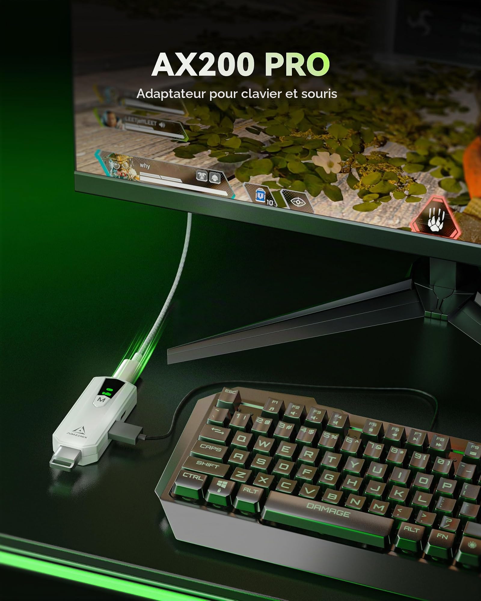 AIMZENIX AX200 PRO Adaptateur clavier souris pour PC et Nintendo Switch