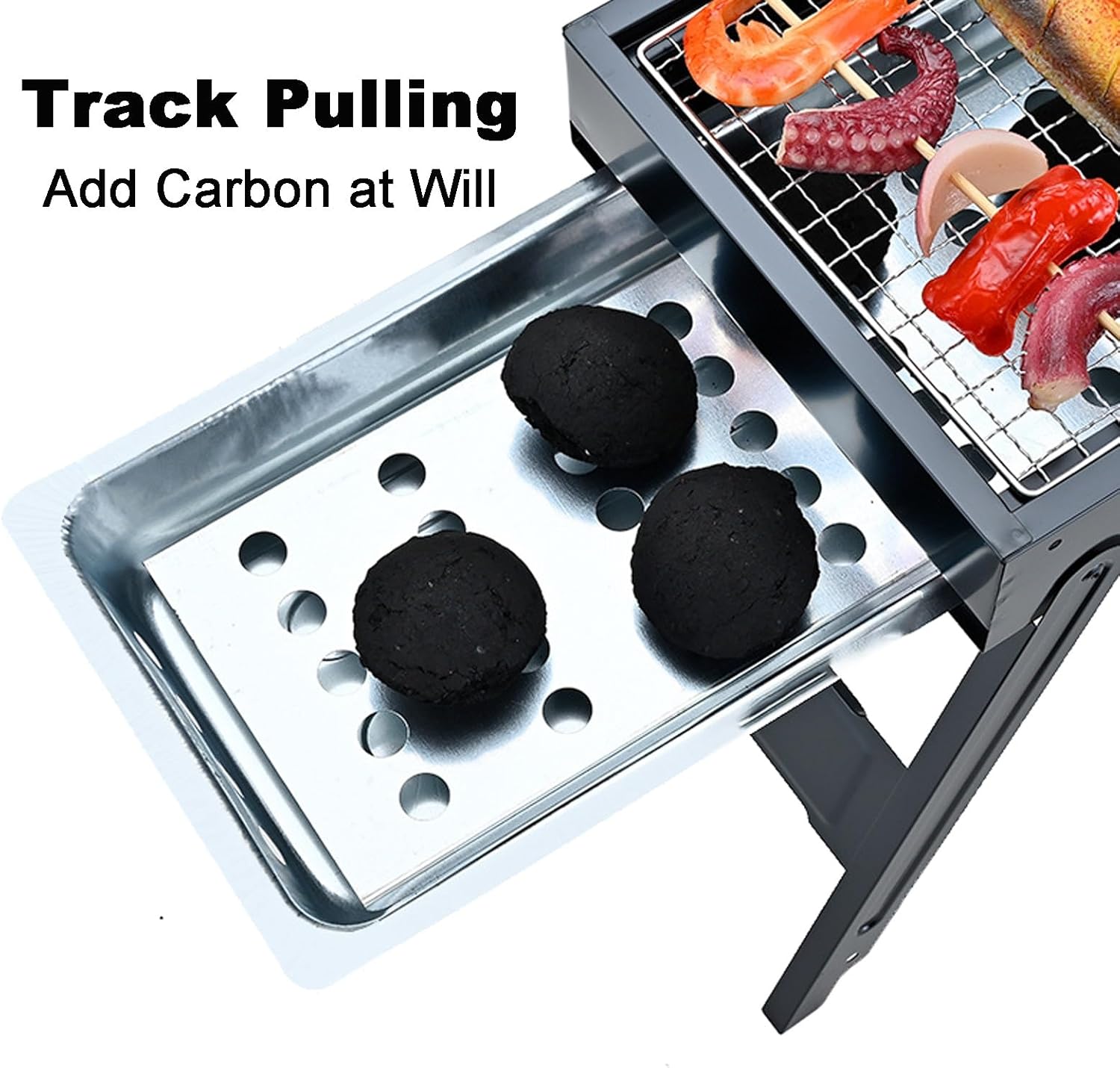 Charcoal Grill for Camping Picnic, Stainless Steel Travel Grill, Double Ventilation Easy Clean Design Grill