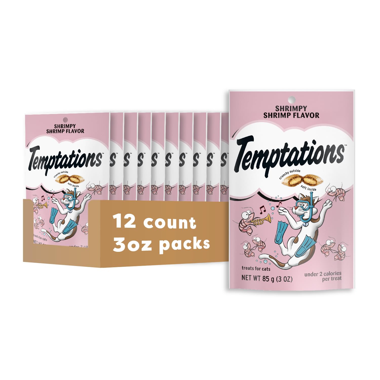 Classic Crunchy and Soft Cat Treats, Shrimpy Shrimp Flavor, 3 oz. Pouch (Pack of 12)