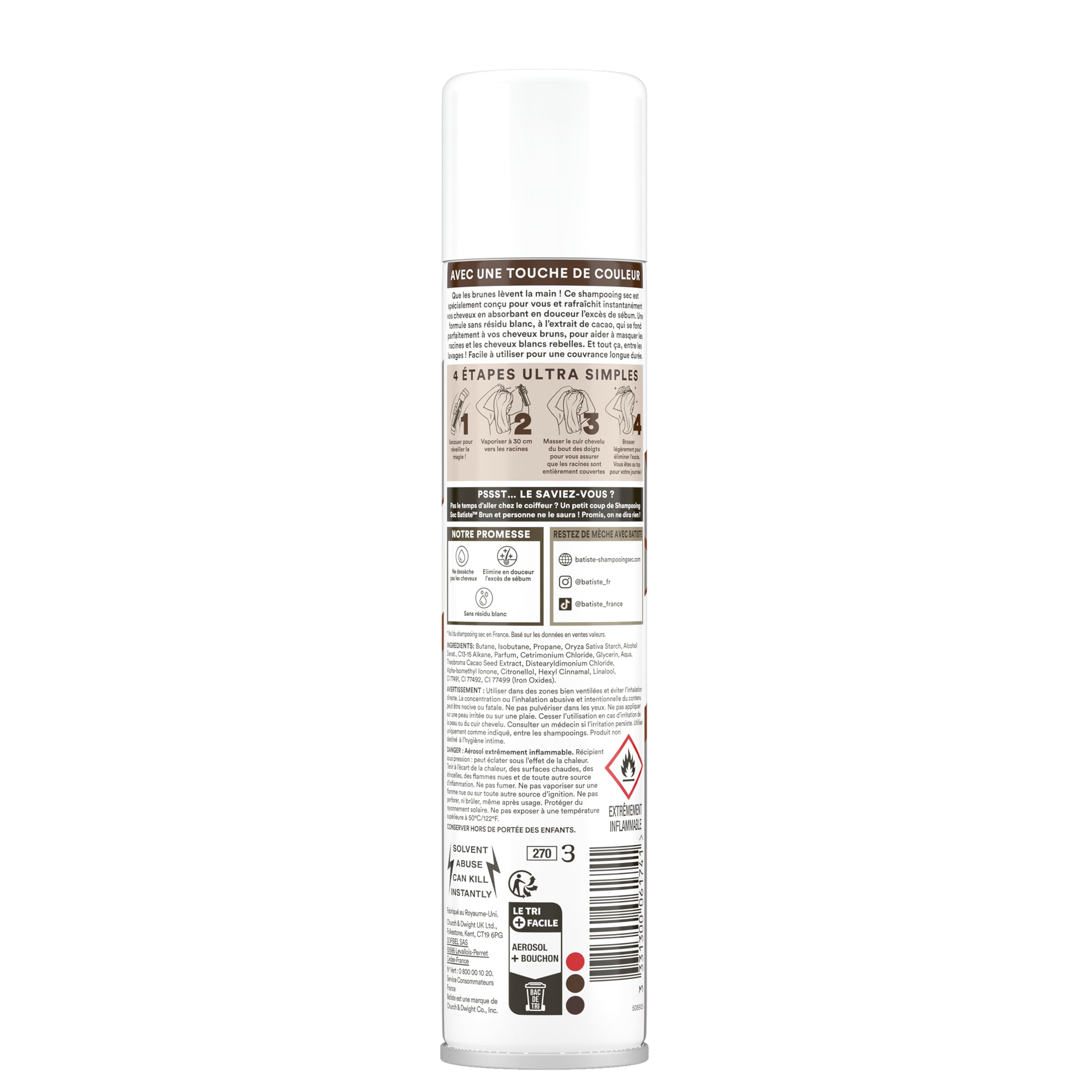 Batiste Trockenes Shampoo, braune Farbe, erfrischt das Haar und bringt Volumen, Farbpuder, langanhaltend, absorbiert überschüssiges Talg… – Ansicht 2