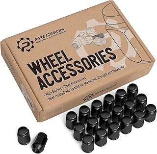 20pcs 1/2x20 Bulge Closed End Lug Nuts - Cone Acorn Seat - 3/4" 19mm Hex - Compatible with Jeep Wrangler TJ JK Cherokee XJ Wrangler Liberty Rubicon CJ5 CJ7 ZJ WJ WK - Black, 1.4in Length