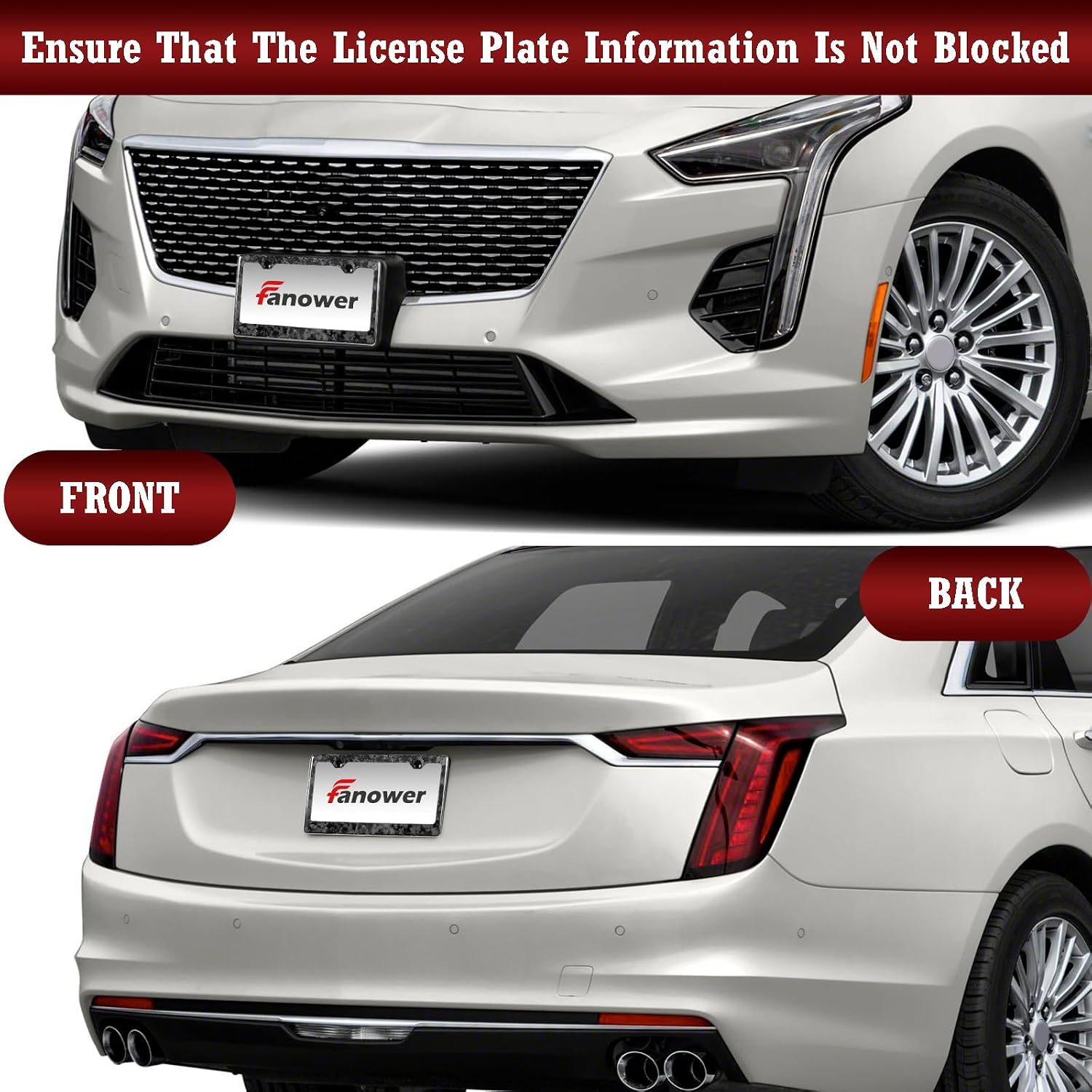 Carbon Fiber License Plate Frames 2 PCS 2 Holes Car Plate Frame image 2