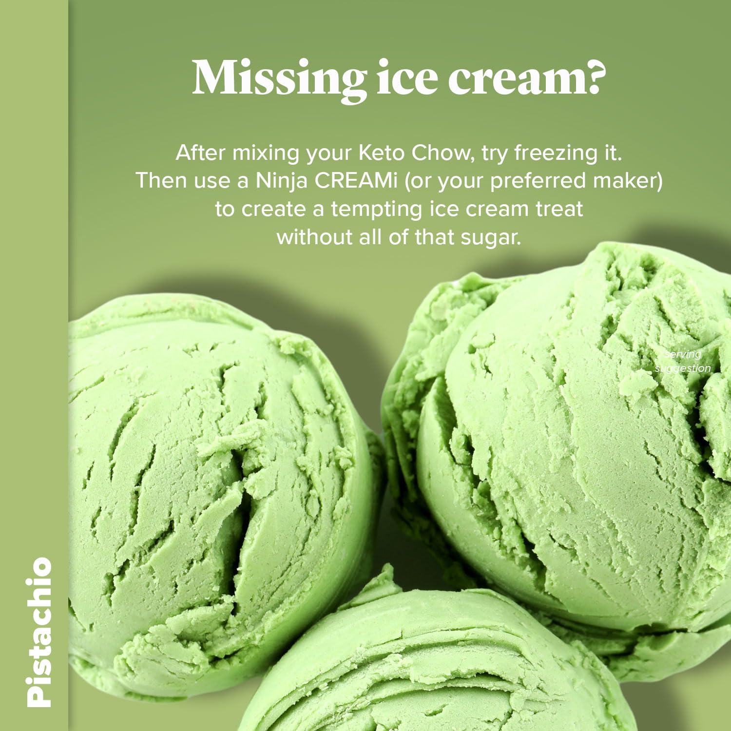 Keto Chow Pistachio- Keto Meal Replacement Shake Powder - Nutritionally Complete - Low Carb - Delicious Easy Meal Substitute - Protein Rich You Choose The Fat - Single Meal - 8 Pack