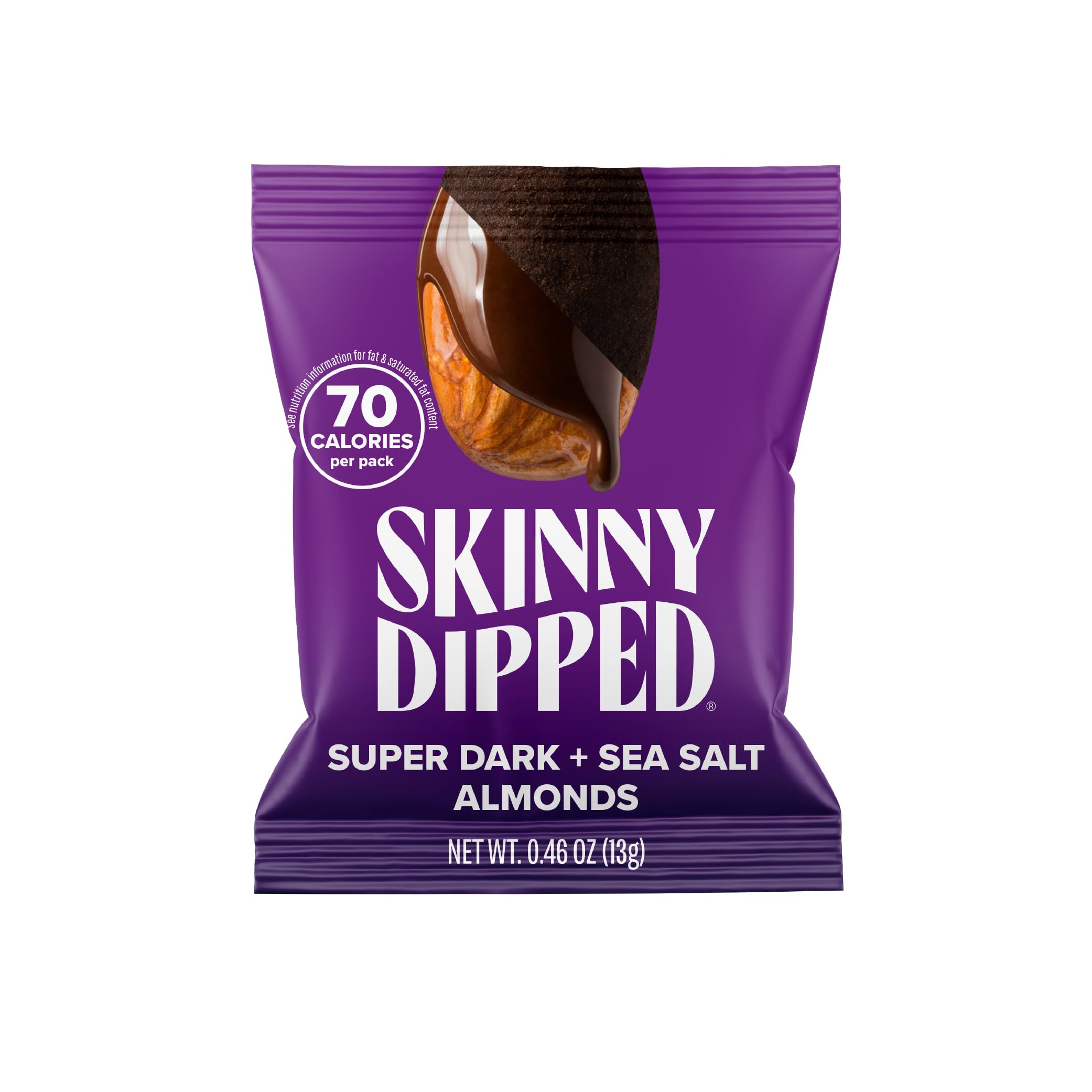 SKINNYDIPPED Super Dark Chocolate + Sea Salt / 0.46 Ounce (Pack of 24) / Bar Nuts
