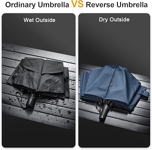 Miniatura 4 de G4Free Paraguas de golf compacto grande de 465462 pulgadas, resistente al viento, 10 varillas, paraguas de viaje inversa para lluvia, doble dosel,