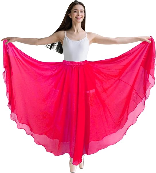 Baisdan Jupe Danse Orientale en Chiffon pour Femme, Jupe Flamenco pour Danse du Ventre et Spectacles - 5