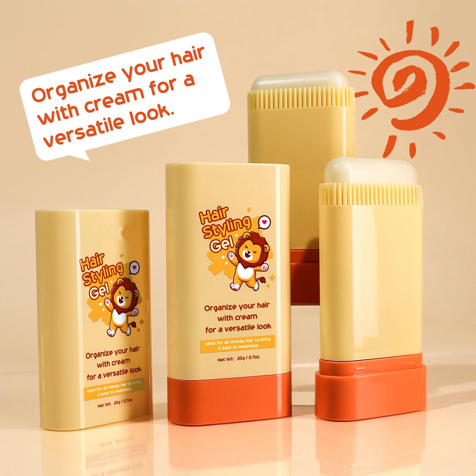 Kids Hair Gel with Built-in Comb, 2-in-1 Design for Easy Styling Moisturizing Non-Greasy Formula - Image 2