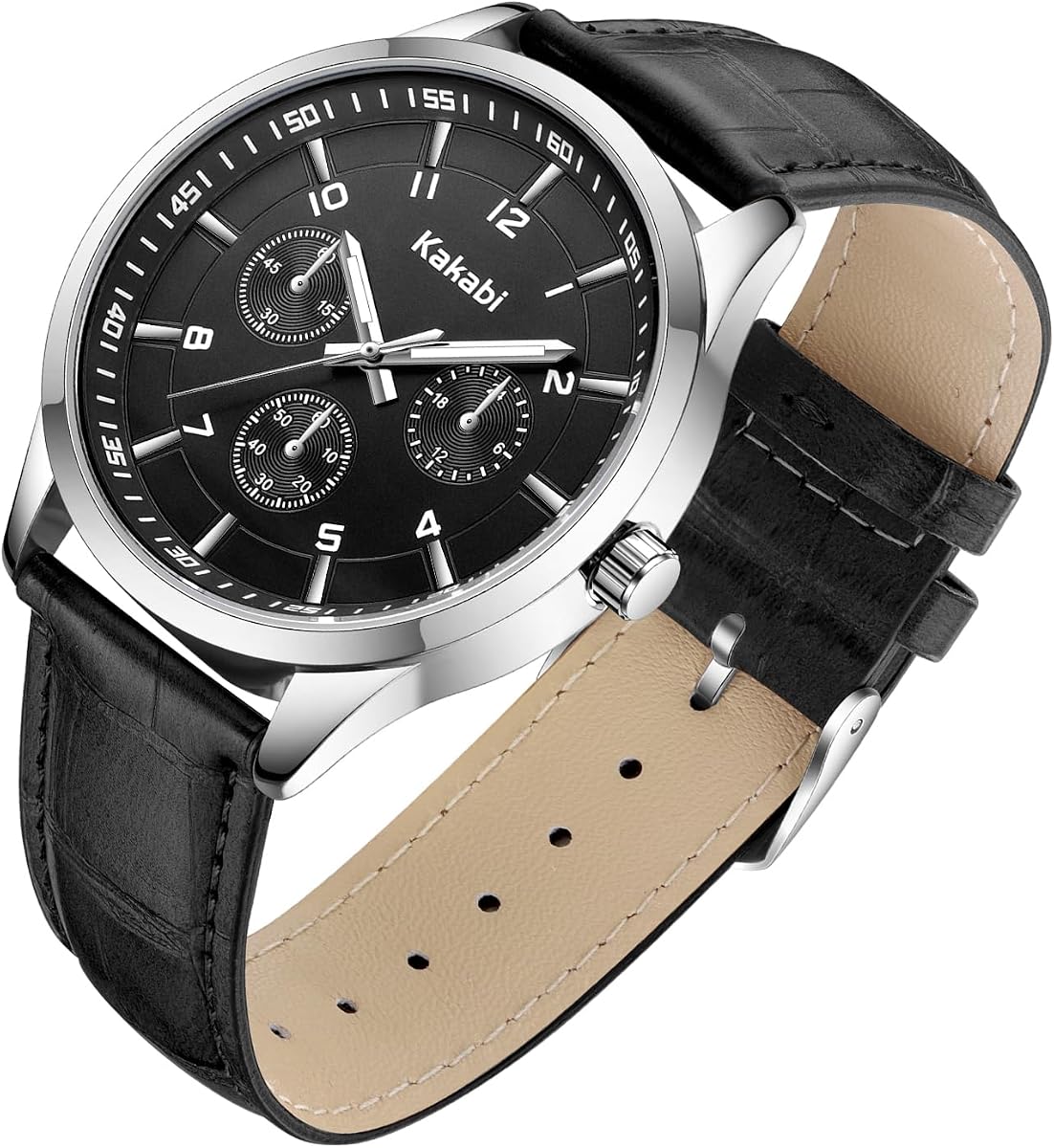 Watches for Men 45mm Large Face Analog Quartz Fashion Dress Watch | Minimalist Fashion, Leather Strap, Mens Dress Wristwatch, Classic Simple Design