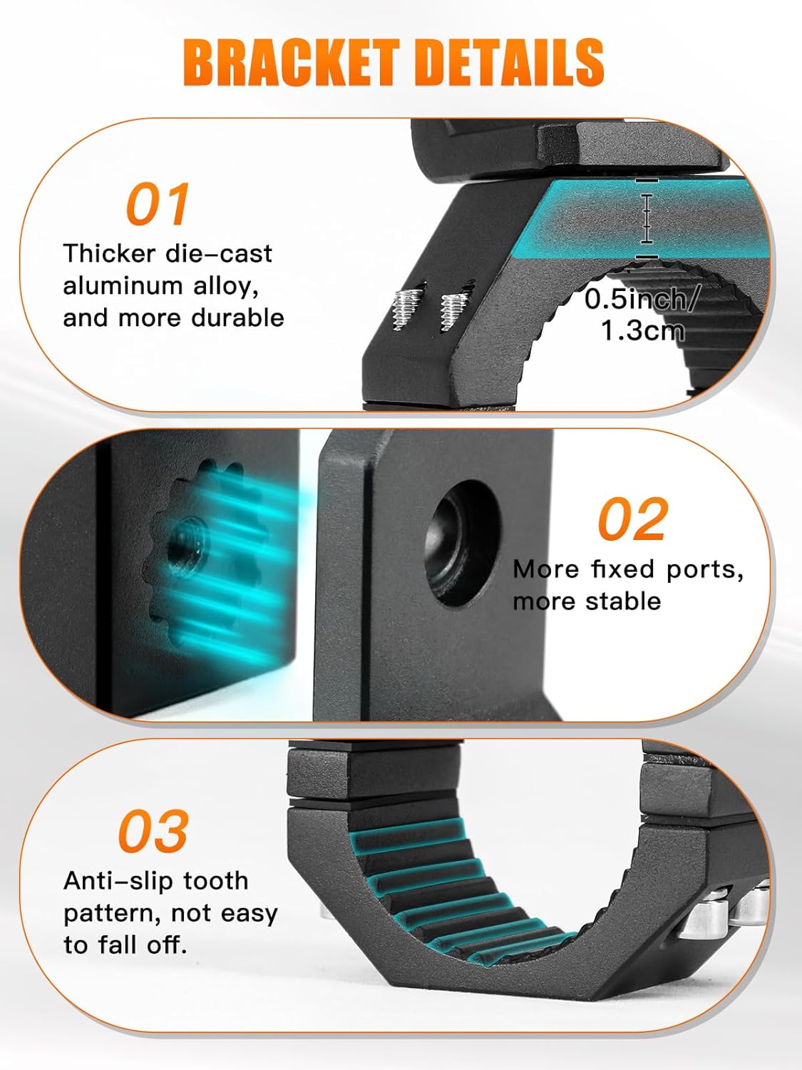 UNI-SHINE 2 Pack Whip Light Mounts, Heavy-Duty 360° Adjustable UTV Whip Brackets, Aluminum Alloy Flag Mounts for ATV Off-Road Vehicles, Compatible with 1.75”-2” Roll Bars & Light Bars