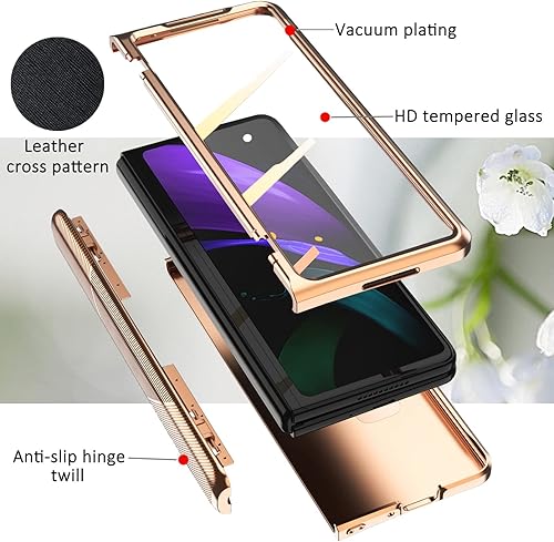 Miniatura 7 de Miimall Funda de piel compatible con Samsung Galaxy Z Fold 2 con protección de bisagra, protección plegable de lujo, con cubierta de pantalla para