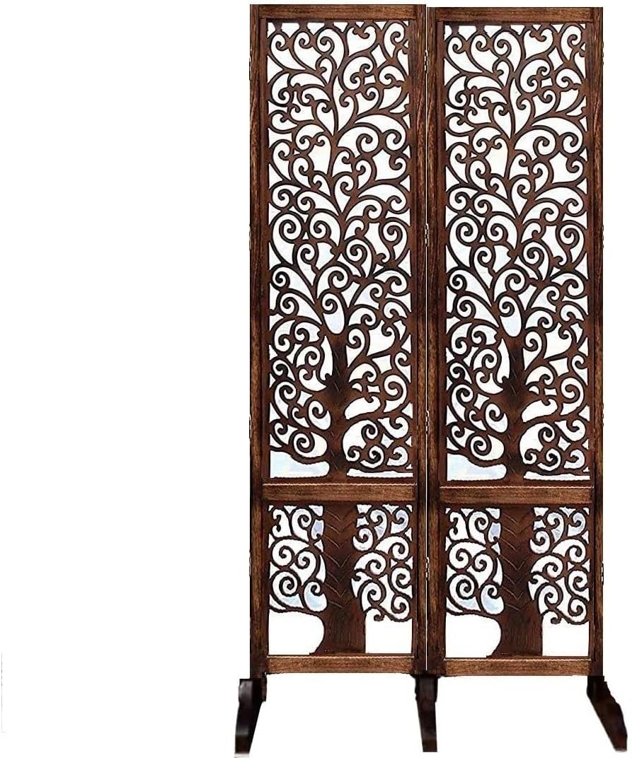Wooden Room Partition with Stand for Living Rooms/Wood Screens Separator & Room Divider 2 Panels for Living Room/Bedroom/Office/Restaurants(Brown) (2 Panel - 40 X 72 in)