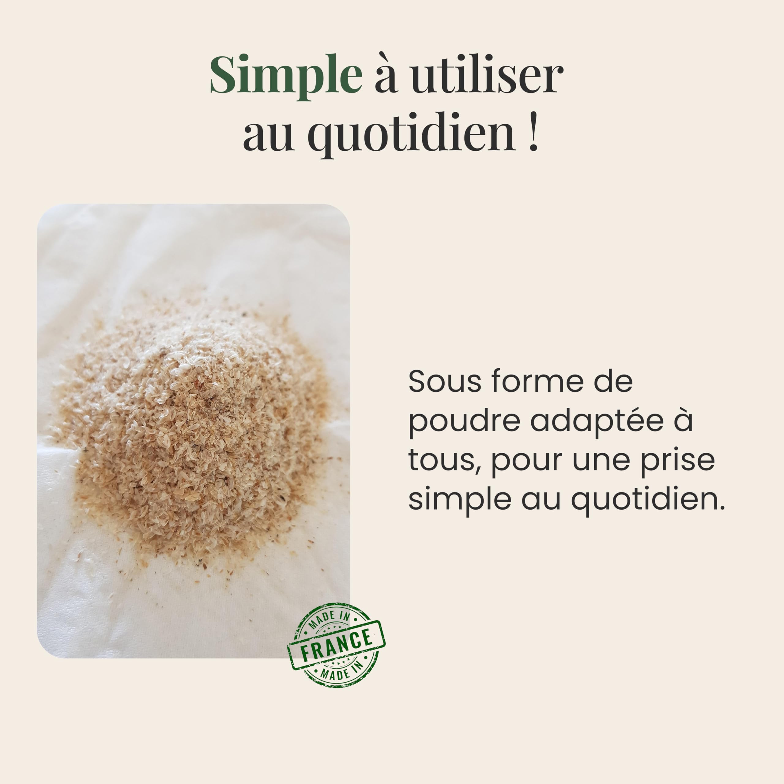 SFB Laboratoires Psyllium Blond Bio 500g – Fibres Naturelles pour une Digestion Saine et un Transit Régulier – Téguments Purs à 99% – Certifié Biologique, Adapté Régime Vegan et Sans Gluten