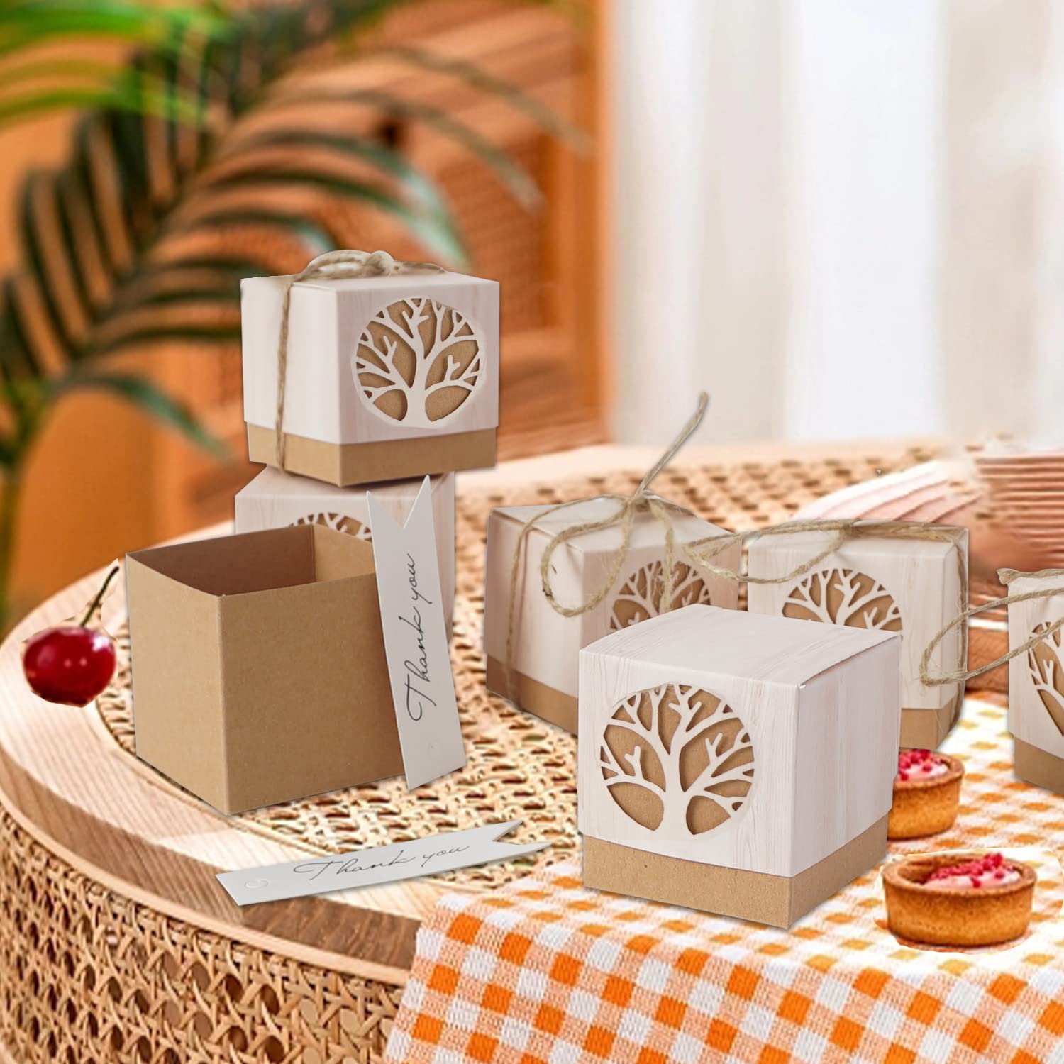 Bomboniere ALBERO DELLA VITA In Legno – 50 Pezzi 3x3 Cm Per Segnaposto E Sacchettini Confetti - 4
