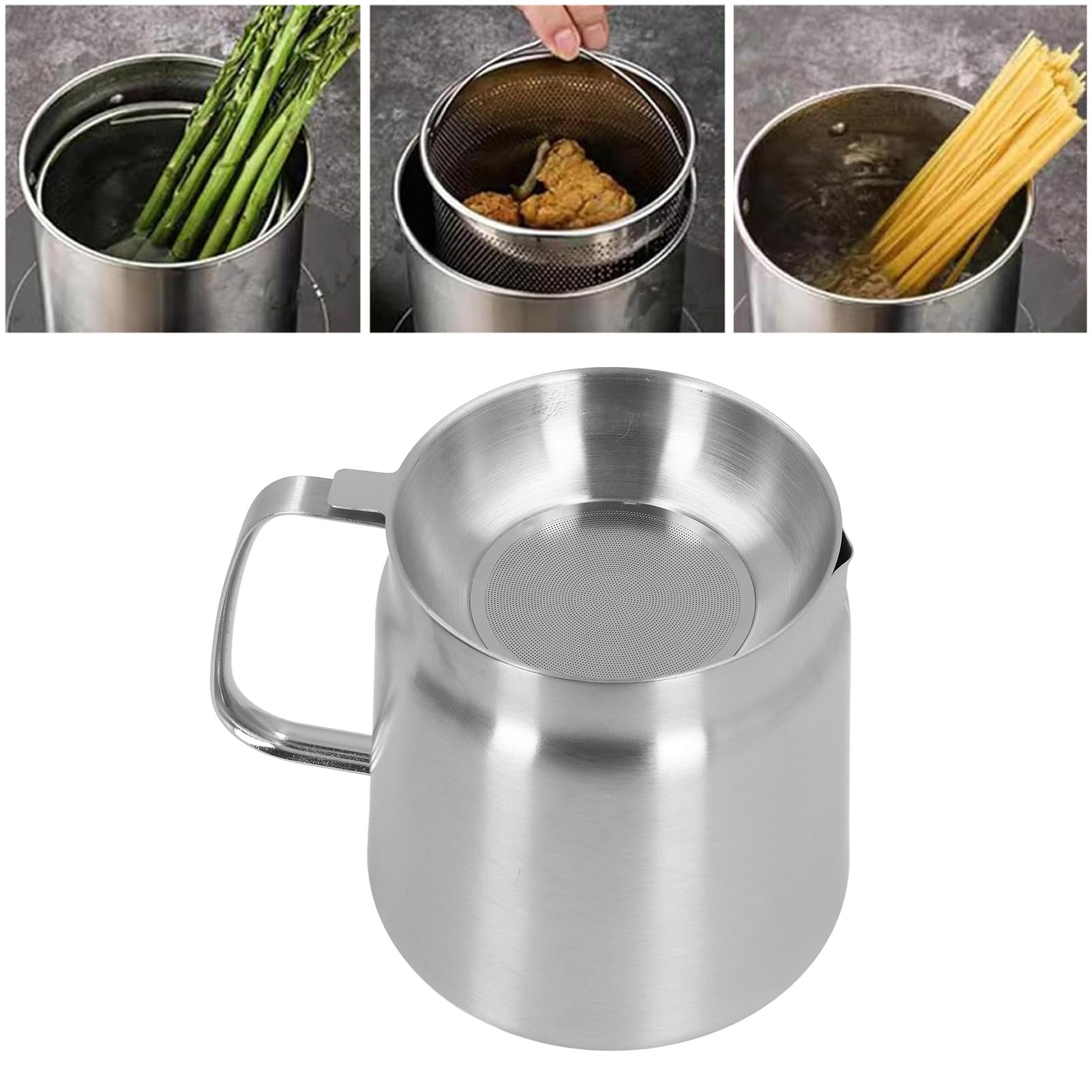 Yunir Olla de Filtro de Aceite de Acero Inoxidable 304, Separador de Residuos de Aceite con Cubierta de Filtro, Recipiente de Filtro de Aceite de Gran Capacidad, Contenedor de Grasa de