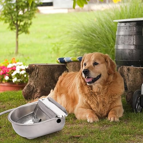 Miniatura 7 de YOUEON Cuenco de agua automático para perros de 2.5 litros con válvula de flotador y adaptador de conexión, bebedero de acero inoxidable con