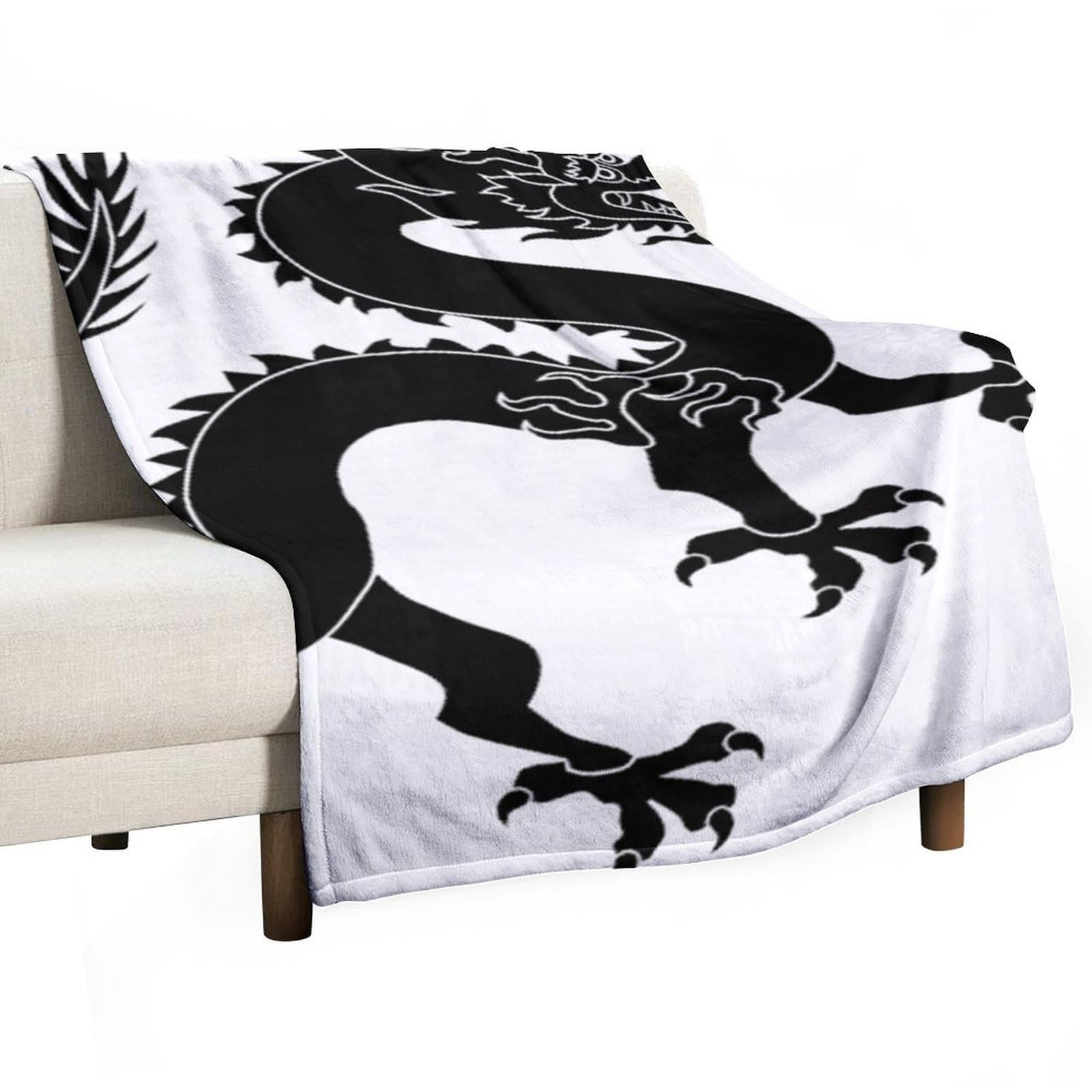 Hxwokrum Flannel Blanket, Black Dragon Throw Blanket for Couch Sofa Bed Office, Soft And Comfortable Without Pilling