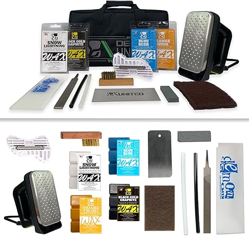 DEMON UNITED USA Diamond Star Edition Kit de afinación de esquí y snowboard, kit de cera para todas las estaciones, plancha de cera caliente,