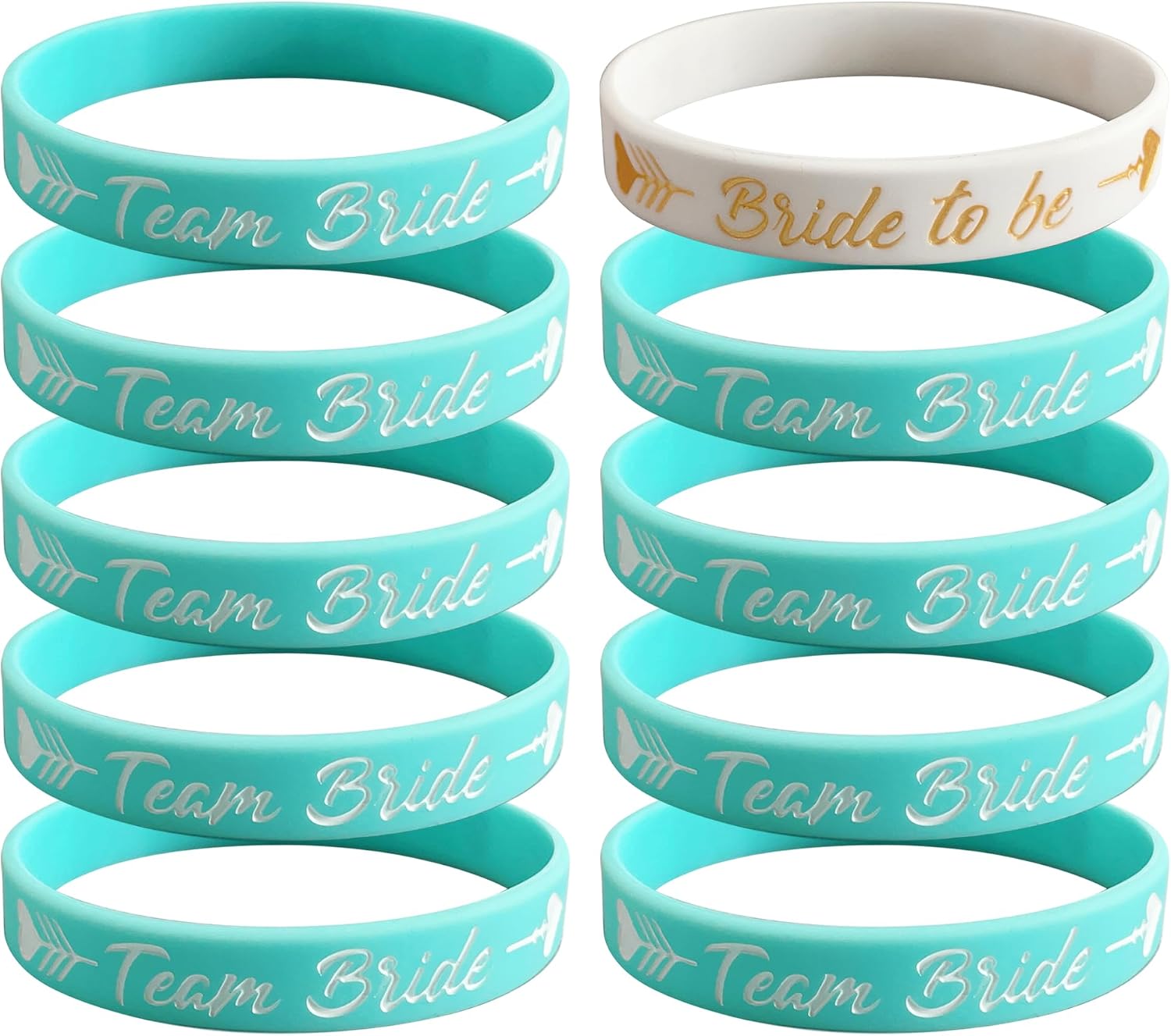 LADY&HOME 10 Pack Bachelorette Bracelet Team Bride Silicone Wristband for Bachelorette Party Favors Bride Tribe Gifts(Light Pink)
