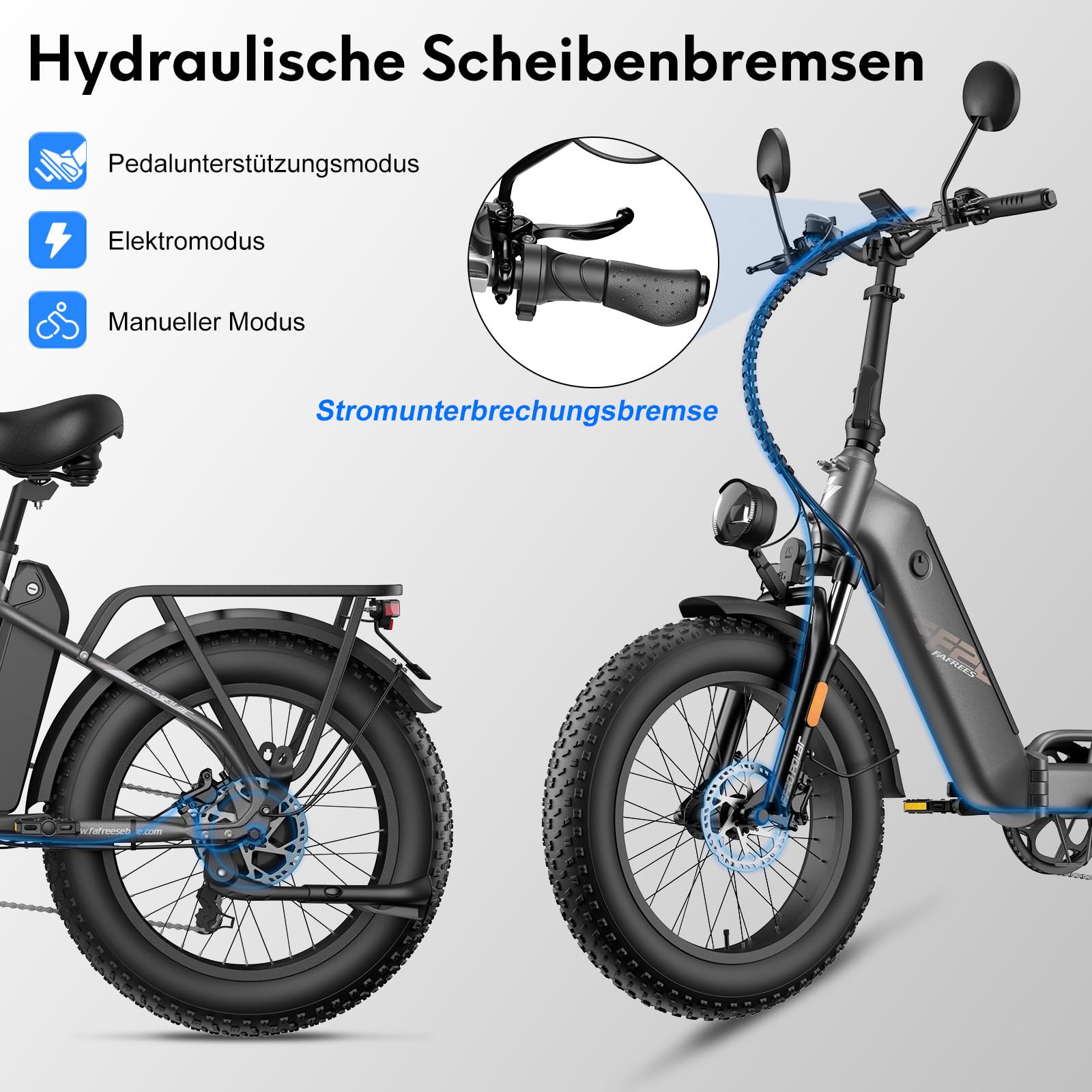 Fafrees FF20 Polar E-Bike Klapprad 20 * 4.0 Zoll, ebike Herren Doppelbatterien 24Ah/26.8Ah, Fatbike Damen Reichweite 150km/170km, E-Fahrrad Fahrradlast 150KG