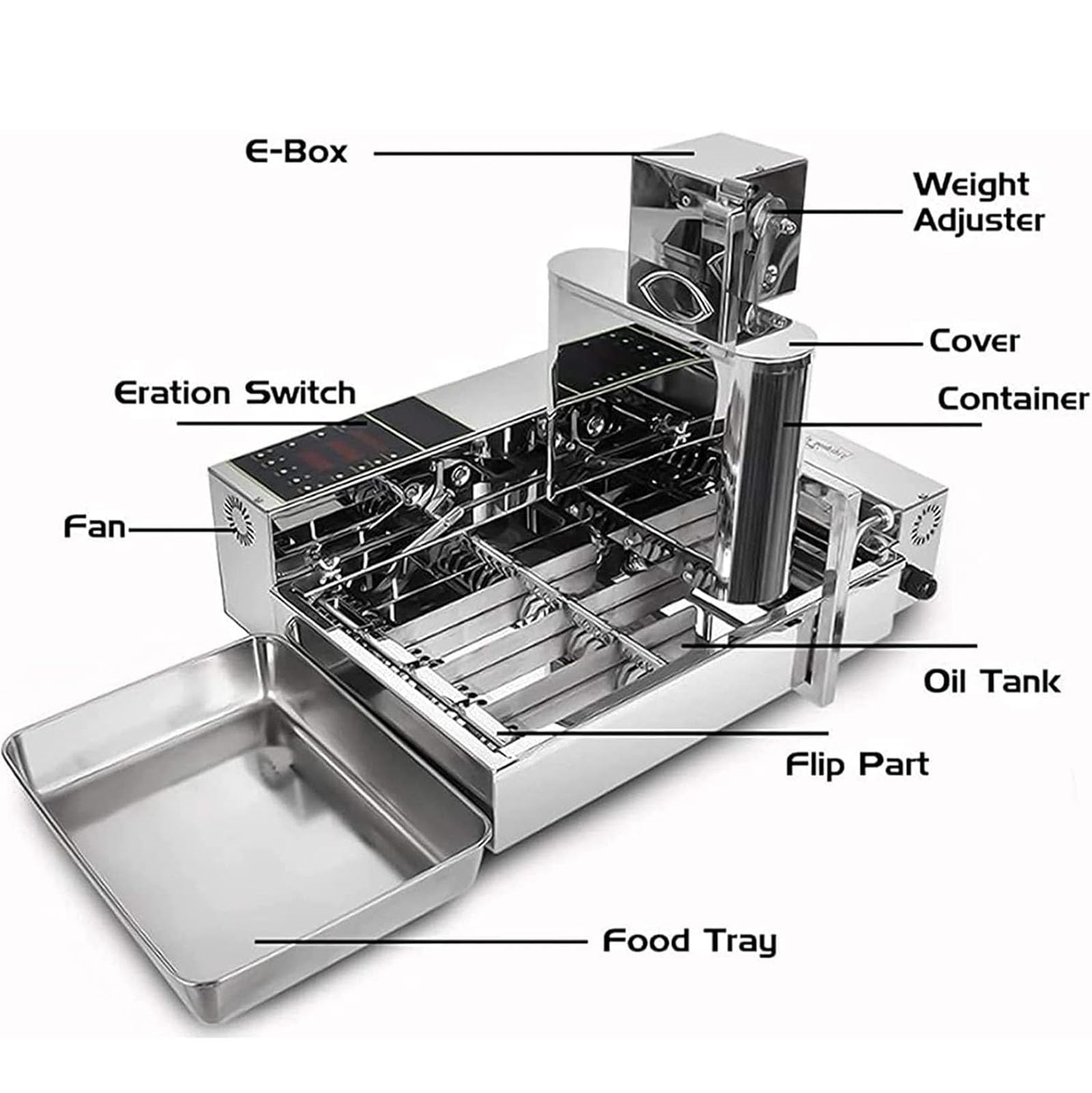Friggitrice Digitale Per Ciambelle, Macchina Automatica Per Ciambelle Commerciale a 4 File, Friggitrice Per Ciambelle, Friggitrice Automatica Per Ciambelle In Acciaio Inox Per Casa, Ristoranti