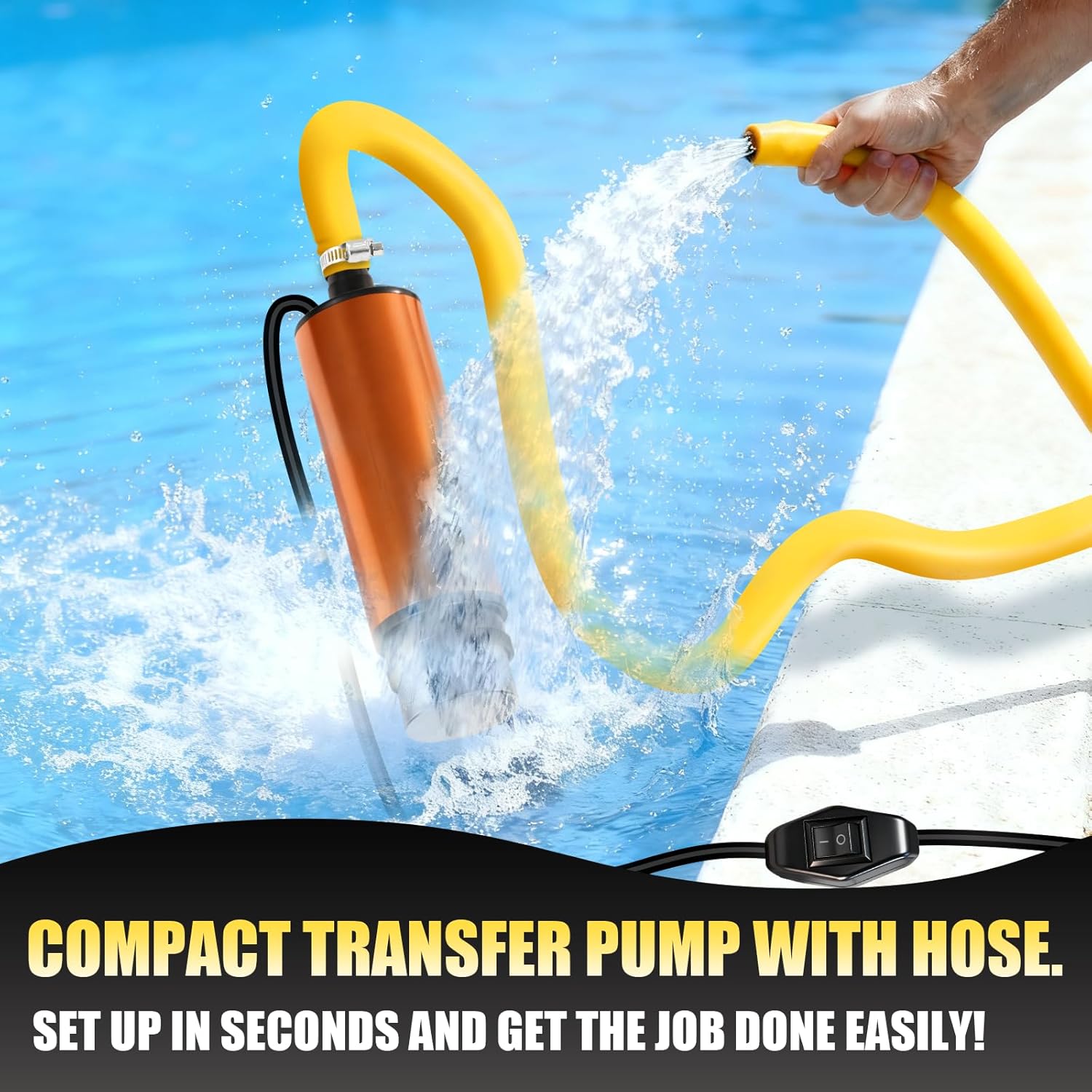 Transfer Pump Compatible with RYOBI ONE+ 18V Battery, 635GPH Portable Utility Pump with 50-inch Hose & Retainer, Mini Sump Pump Stick for Water, Oil Bilge,Pool Garden Pond Draining (Tool Only)