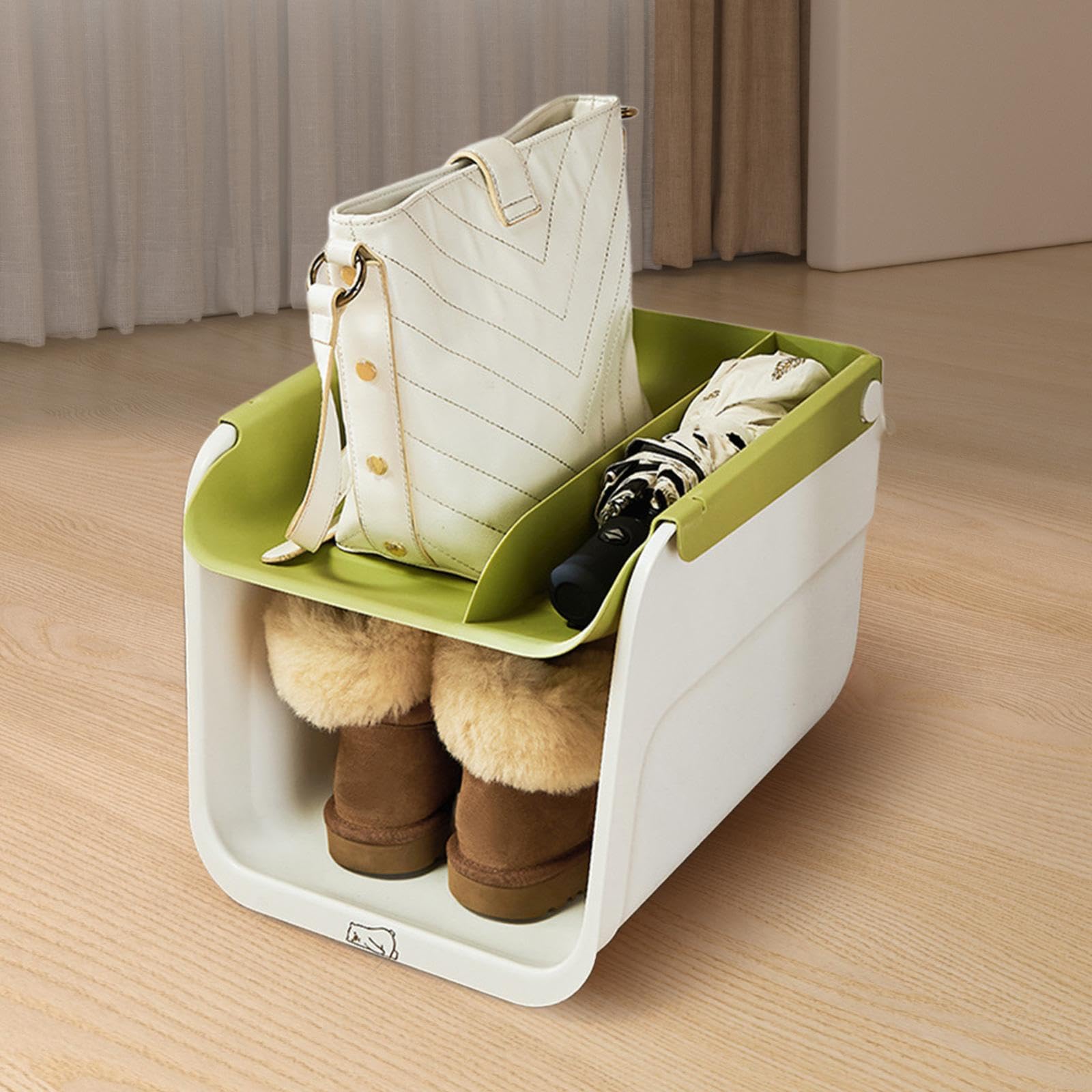 Estuche Zapatos Bastidor Compartimentos Ruedas Multifuncional Material PP Adecuado para Oficina Hogar Bajo Cama, Verde Claro, Individual