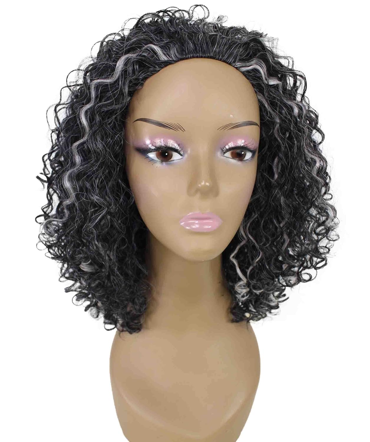 LUXLUXE Tatiana Curly Body Waves 15 in Long Half Wig Half Cap Wig, Mix Human Hair and Synthetic Fibers, Multiple Shades of Natural & Blended Colors