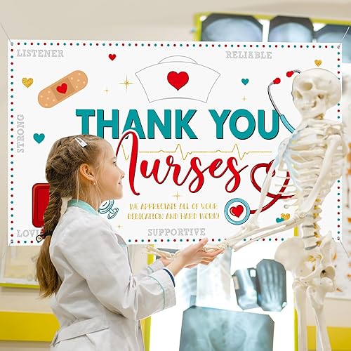 Miniatura 5 de Tudomro Decoración de fiesta de enfermera, pancarta de fondo con temática de enfermería, ideal para el día del médico, fiesta de graduación de